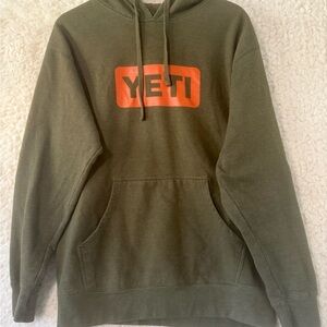 YETI Forest Green Hoodie with Orange Logo